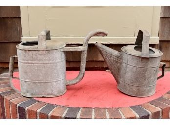 2 Vintage Aluminum Watering Cans