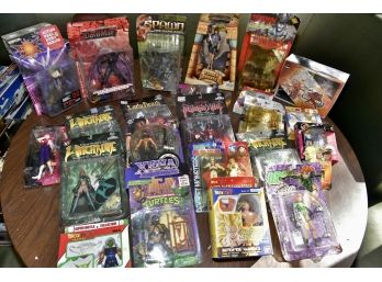 Assorted Vintage Collectable Figurines In Packages TMNT,XENA,SPAWN