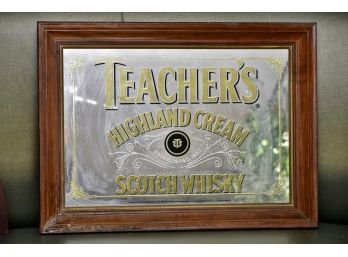 Teachers Cream Wood Frame Bar Mirror