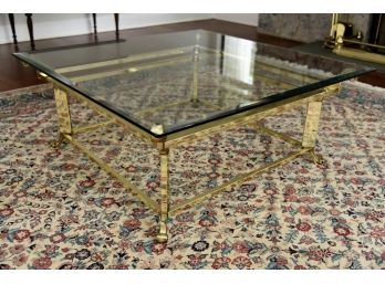 Brass With Beveled Glass Top Coffee Table 40'x40'x16'