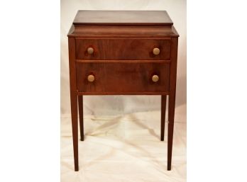 Vintage Walnut Side Table With Lift Top And 2 Side Drawers