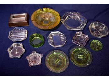 Assortment Of Glass And Crystal Ashtrays