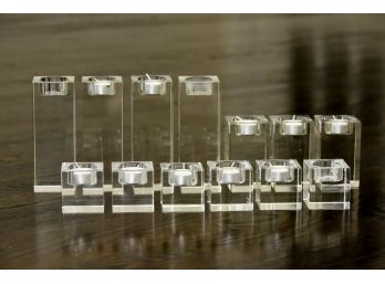 Assortment Of MCM Lucite Glass Candle Holders
