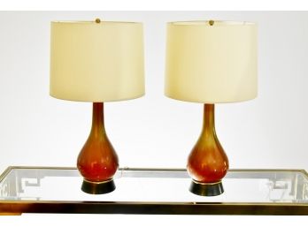 2 Gorgeous Iridescent MCM Lamps With Shades