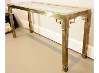 Brass Console Table With Beveled Glass Top 68'x18'x28'