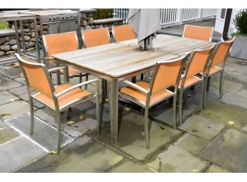 Kinglsey Bate Outdoor Teak Table With 8 Chairs And Umbrella - Retail $7000