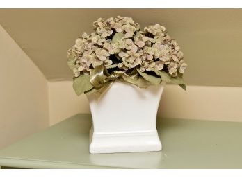 Faux Flower In White Ceramic Vase