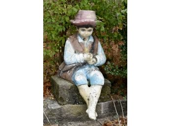 Outdoor Cement Fishing Boy Statue 30' Tall