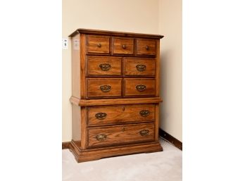 Vintage Tall Oak Chest Of Drawers 36'x18'x50'