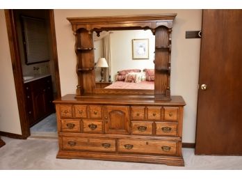 Vintage Oak Dresser With Mirror