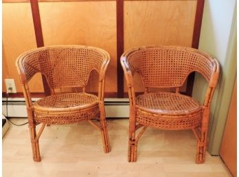 Pair Of Vintage Rattan/cane Barrel Chairs