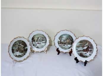 Vintage Currier And Ives Winter Scenes Collection Plates