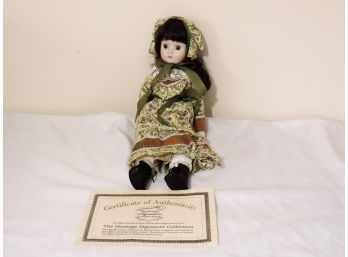 Heritage Collection Porcelain Doll With Certificate Of Authenticity