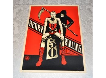 Henry Rollins 50th Birthday Poster Signed Henry Rollins & Shepard Fairey
