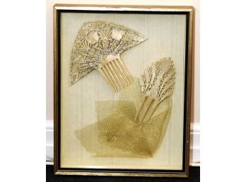 Antique Victorian Combs Framed In Shadowbox 9 X 12