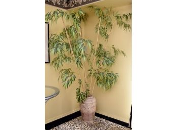Large Bamboo Plant With Faux Flowers