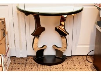 MCM Mirrored Demilune Table 31 X 16 X 27