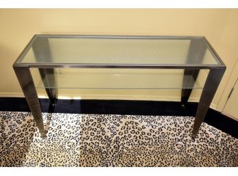 Brushed Chrome And Beveled Glass Console Table 51 X 17 X 30