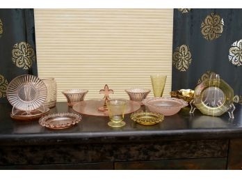 Collection Of Pink Depression Glass