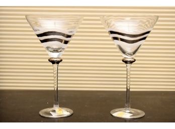 Pair Of Royal Danube Hand Painted Martini Glasses