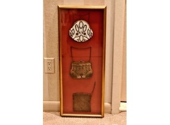 Antique Beaded Hand Bags In Shadowbox 12 X 31