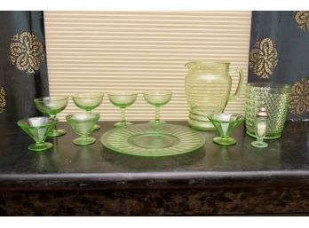 Collection Of Emerald Green Depression Glass