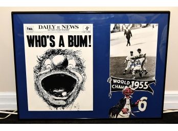 Brooklyn Dodgers ' Who's A Bum' Framed Art 24 X 18