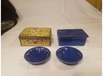 Vintage Castillion China Jewelry Box And Trinket Trays