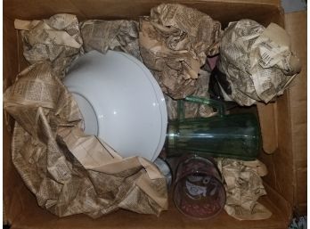 A Box Of Assorted Glass Blows And Glasses #tradingposttreasurehunt