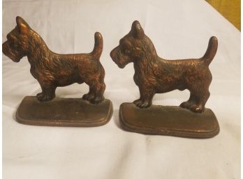 Vintage Solid Brass Dog Bookends