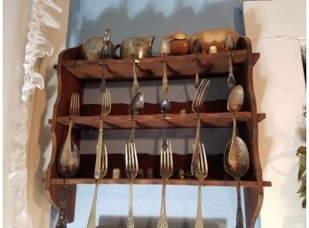 Collection Of Silver And Silver-plate Hanging Fork Display