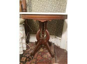 Victorian Style Mahogany With Marble Top Side Table