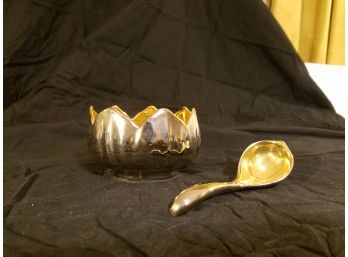 Gold Plated Bowl And Spoon