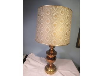 Vintage 26' Brass With Gold Leaf Trim Shade Table Lamp