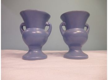 Pair Of Purple Haze Glazed Pottery Small Urns