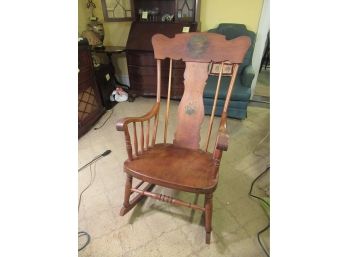 Vintage Hand Painted Oak Rocking Chair