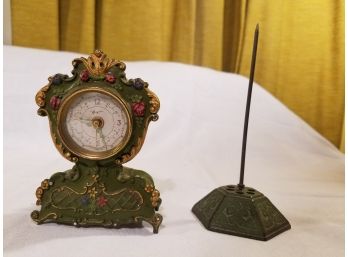 Antique Hand Painted Metal Wienerblut Clock