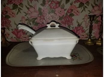 Beautiful White Porcelain Soup Tureen With Ladle
