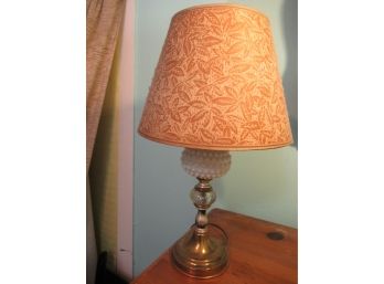 Vintage Hobnail Milk Glass And Brass Table Lamp