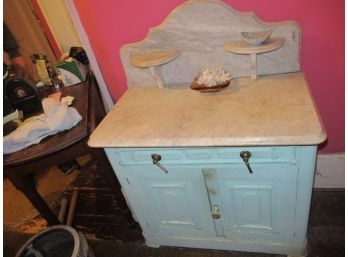 Vintage Marble Top Turquoise Table