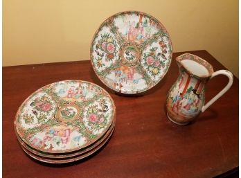 Rose Medallion Pitcher And Plates