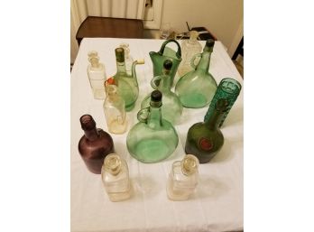 Collection Vintage Colored Glass Bottles