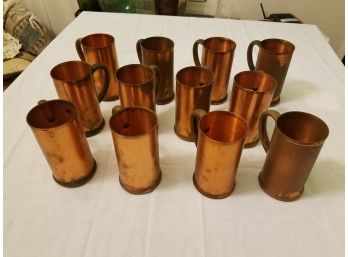 Vintage Solid Copper Mugs (12 In All)