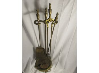 Assortment Of Vintage Brass  Fireplace Tools