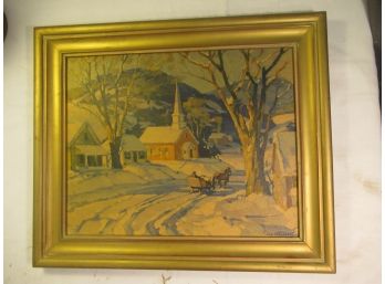 Ted Kautzky Watercolor Print  Painting - Winter In New England