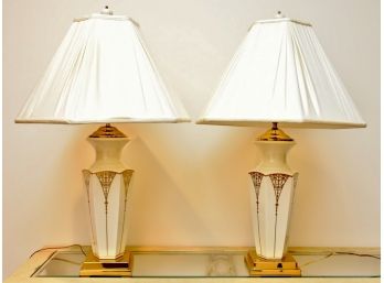 Pair Of 32' Lenox 3 Way Table Lamps