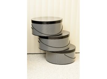 Trio Stack Of Black And White Hat Boxes