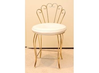Brass With Leather Cushion Vanity Seat