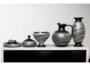 Collection Of Black And White Pottery