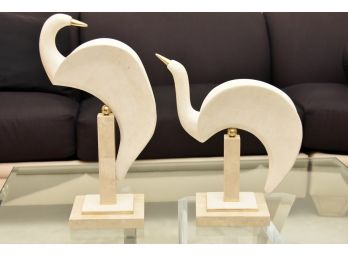 Pair Of Resin Egret Statues